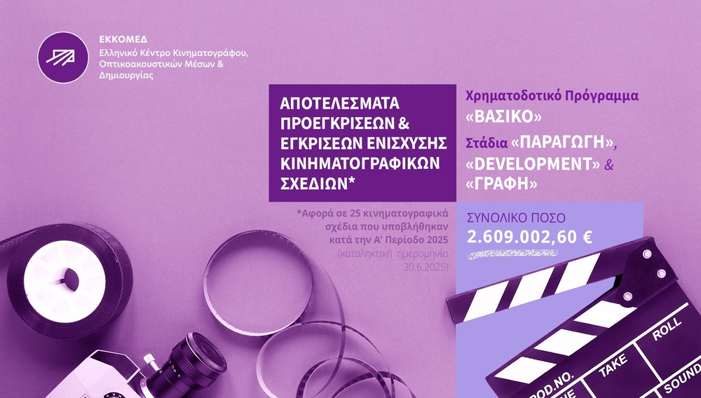 ΕΚΚΟΜΕΔ: Εγκρίσεις και προεγκρίσεις 25 κινηματογραφικών σχεδίων | Οκτώβριος 2025