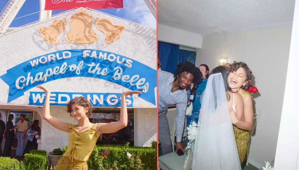 Η Ζεντάγια έκανε έκπληξη σε γάμο στο Λας Βέγκας για την προώθηση της νέας της ταινίας «The Drama»